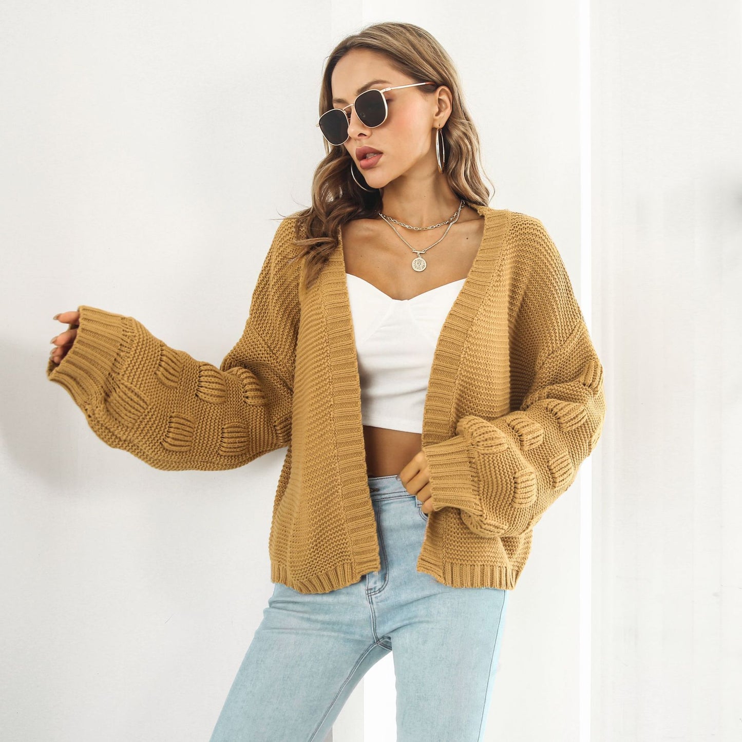 Puff Sleeve Cardigan Sweater