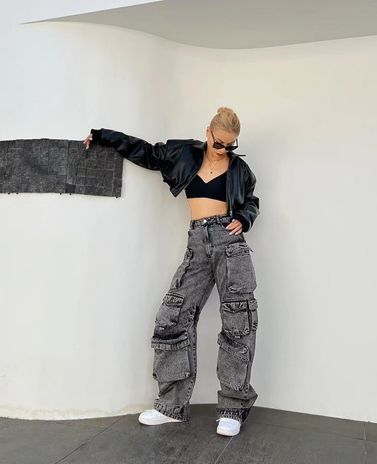 Women's Multi-pocket Baggy Jeans