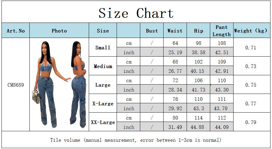 Wash Bellows Pocket BAGGY Jeans