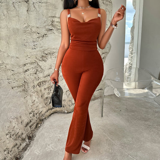Women's Solid Metal Jumpsuit