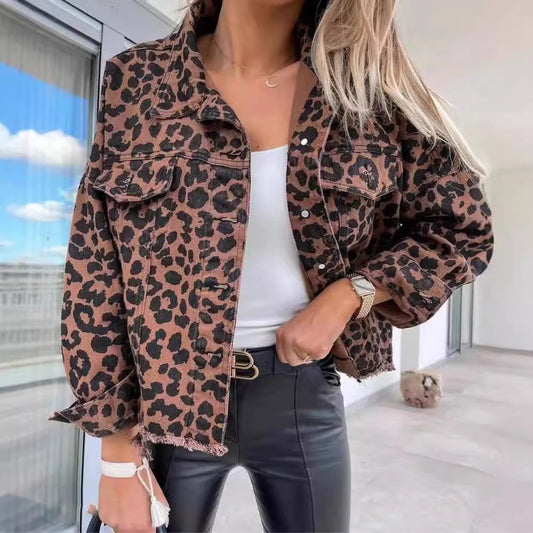 Women's Leopard Print Jacket Denim