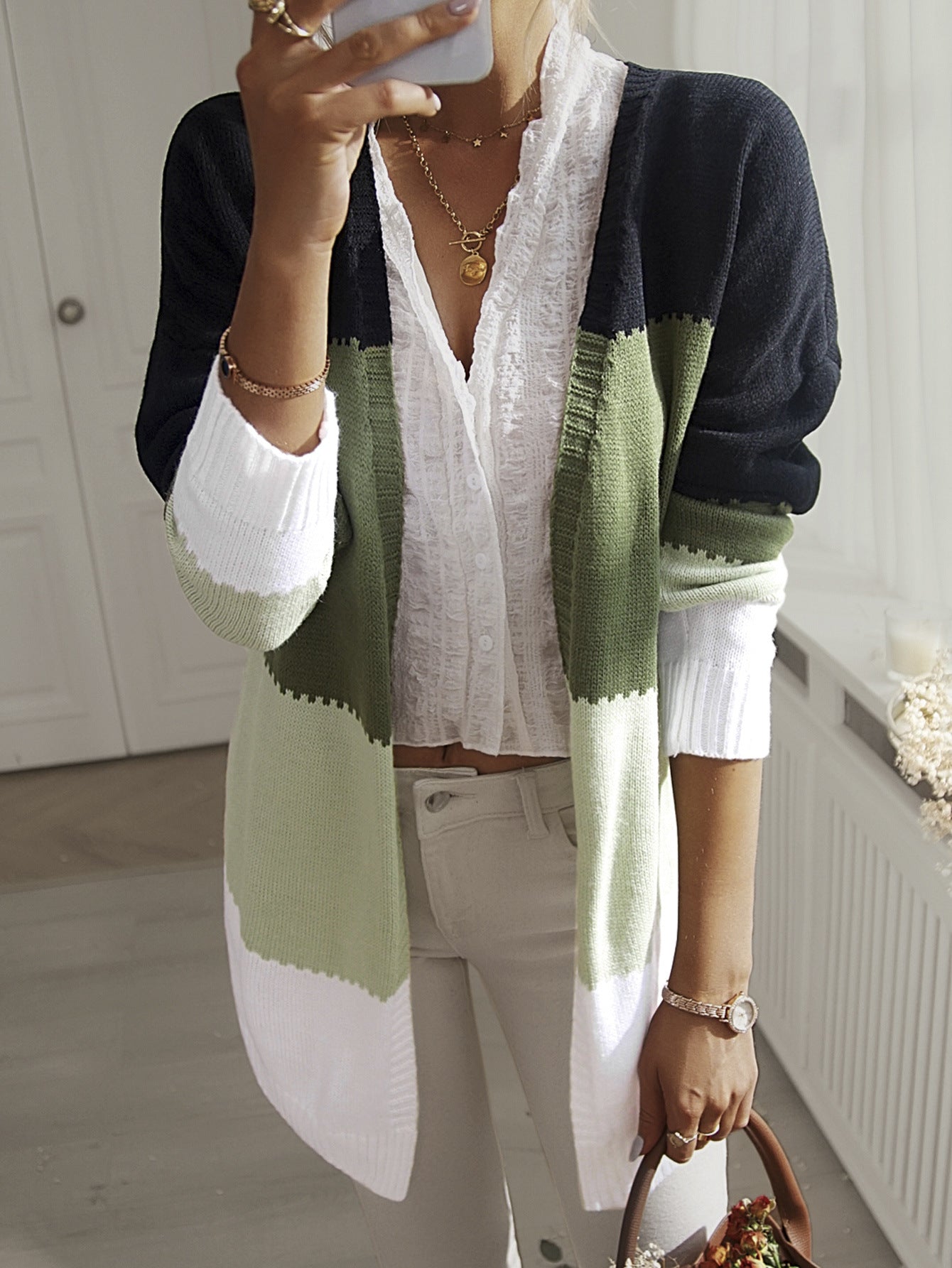 Women's Fashion Casual Sweater Splicing Coat